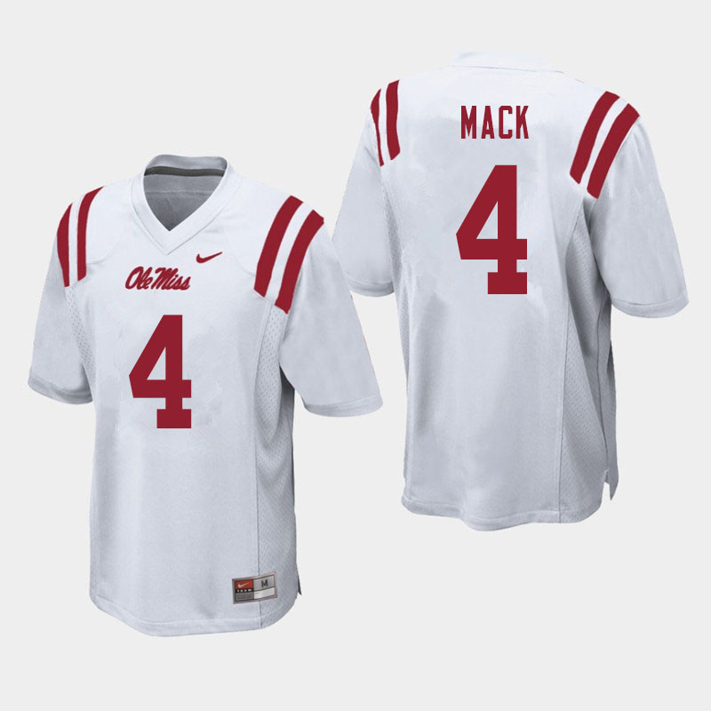 Ole Miss Rebels #4 Brandon Mack College Football Jerseys Sale-White